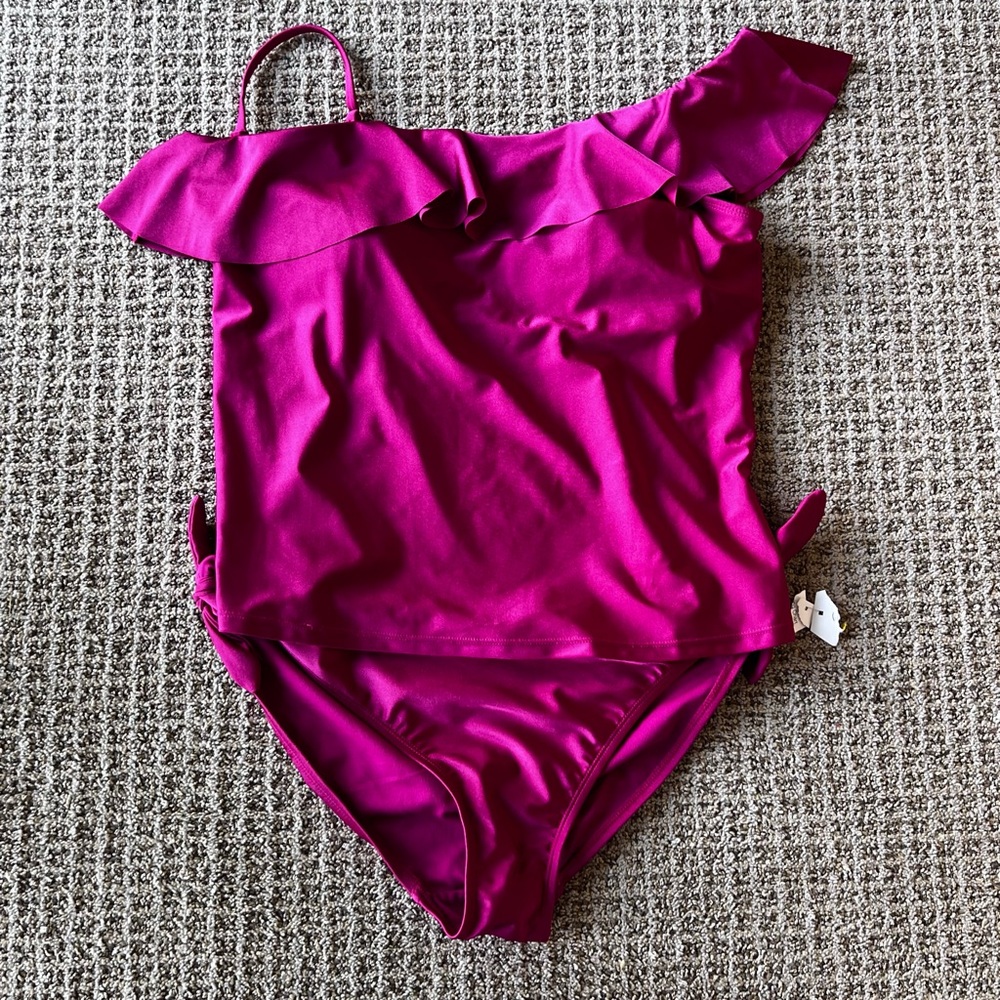 TIME & TRU PINK TWO PIECE BIKINI SWIMSUIT SIZE XL 16-18   NEW